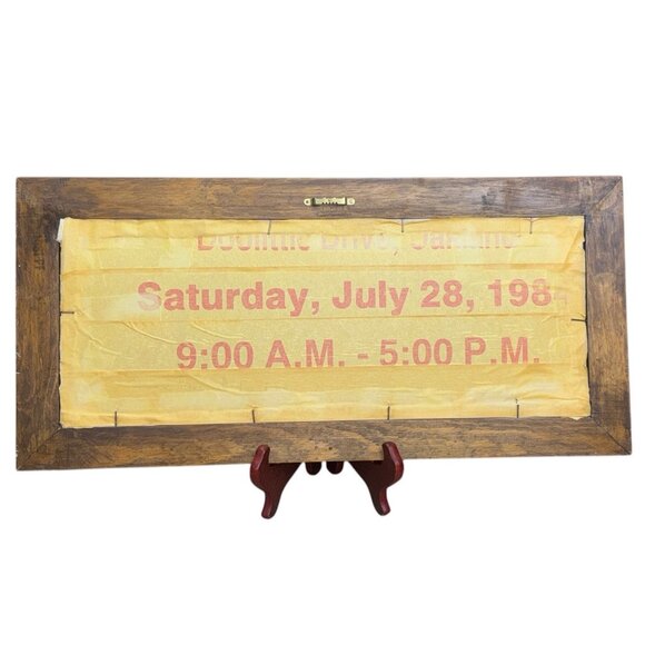 VTG? 1984? Hand Made "Welcome" Cross Stitch Plastic Framed Pink Green 22.5' L - Picture 3 of 9